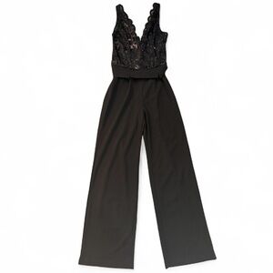 Fashion Nova Sexy Black Lace Detail Jumpsuit